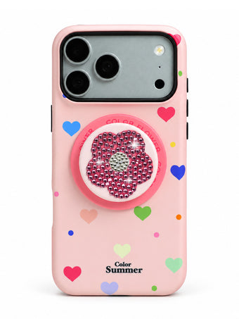 compare product Pink Heart & Flower Rhinestone Phone Case