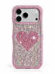 Silver & Pink Heart Rhinestone Phone Case