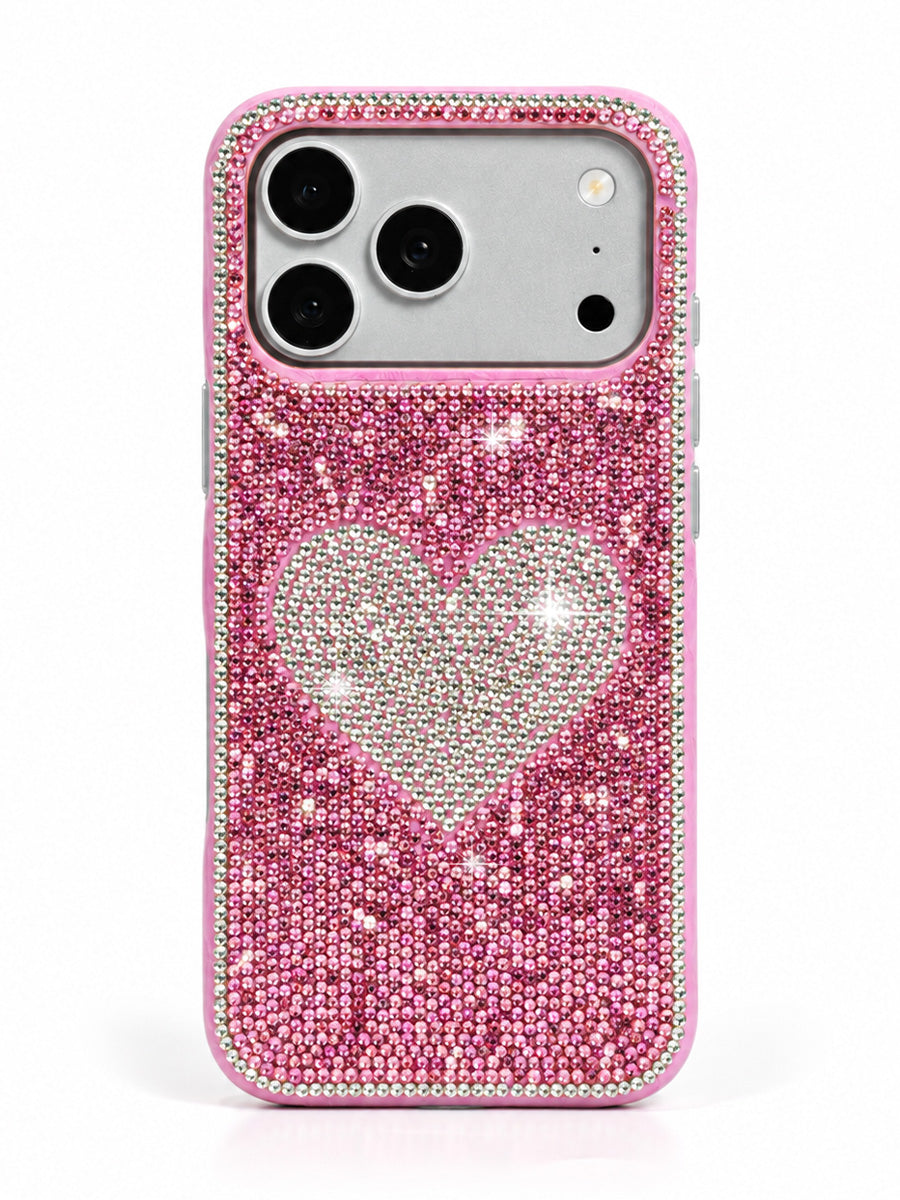 Pink Heart Rhinestone Phone Case